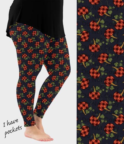 RTS - Plaid Pumpkins Leggings with Pockets