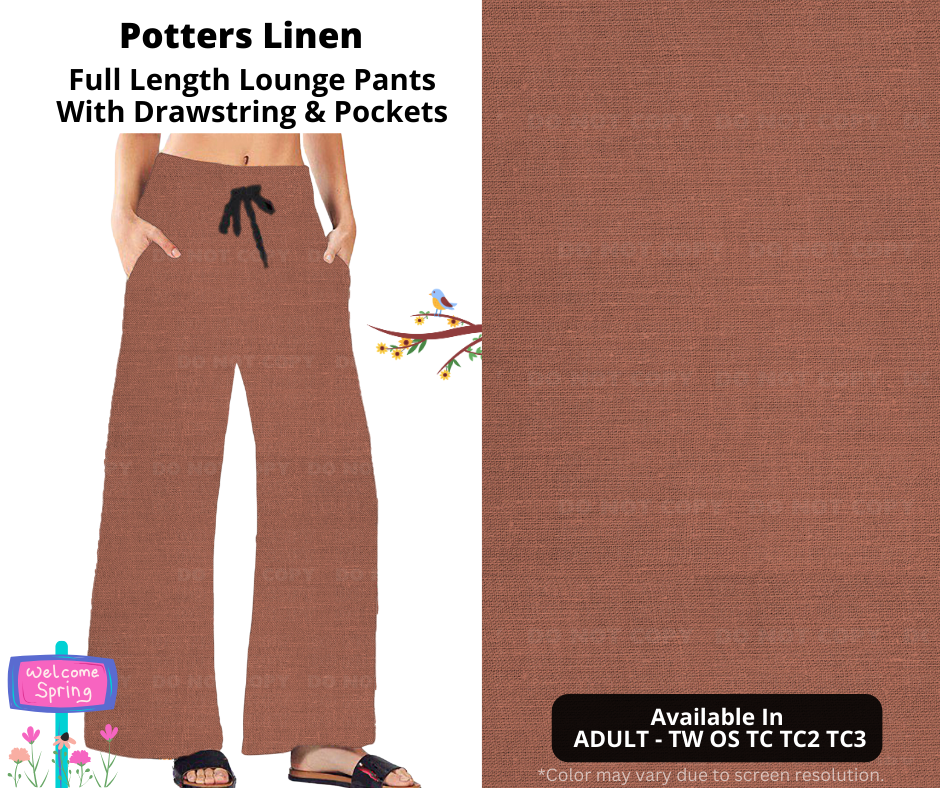 Preorder! Closes 1/8. ETA April. Potters Linen Full Length Lounge Pants