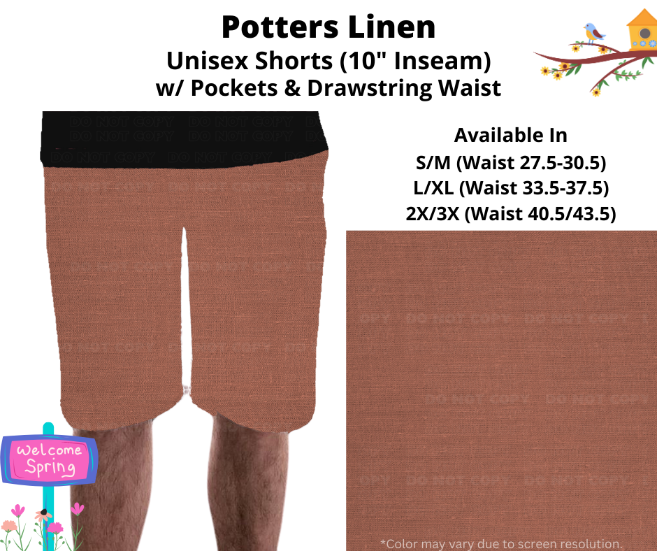 Preorder! Closes 1/8. ETA April. Potters Linen Unisex Shorts