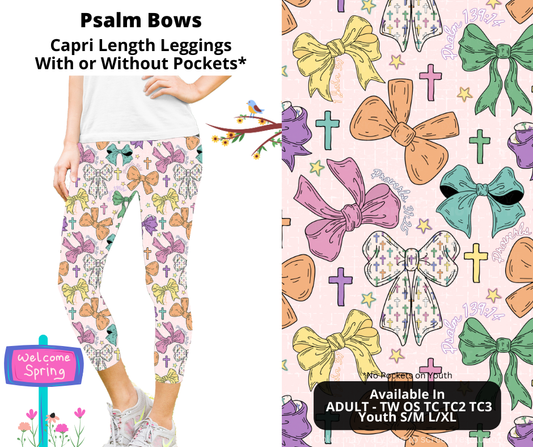 Preorder! Closes 1/22. ETA April. Psalm Bows Capri Leggings w/wo Pockets