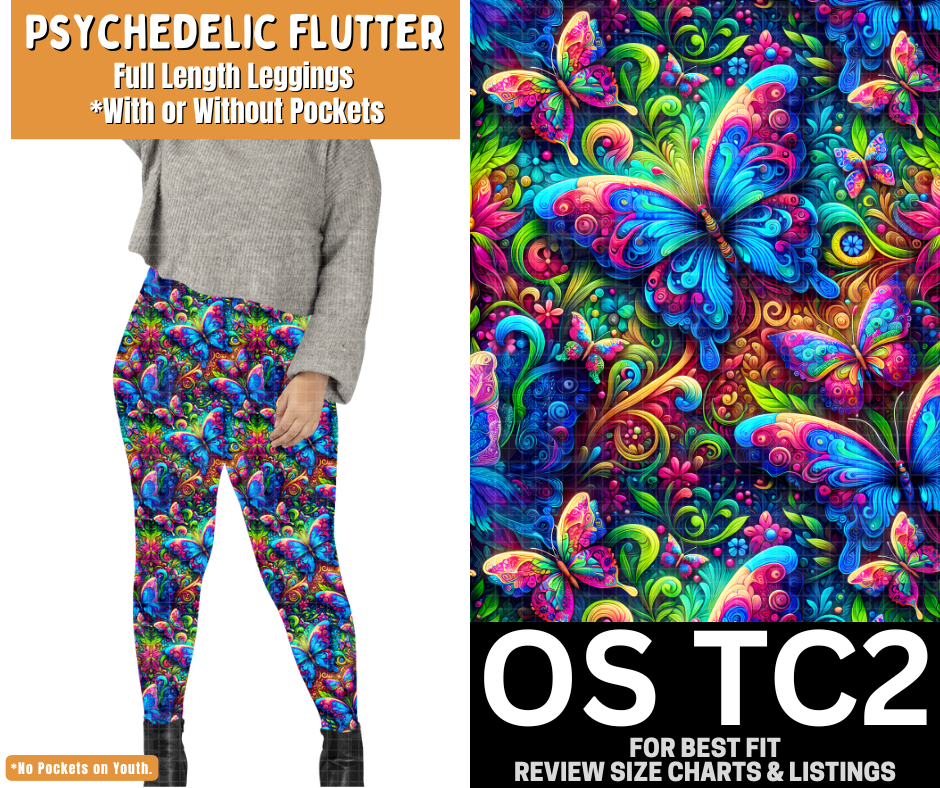 Psychedelic Flutter Full Length Leggings w/ Pockets