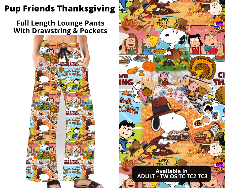 Pup Friends Thanksgiving Full Length Lounge Pants