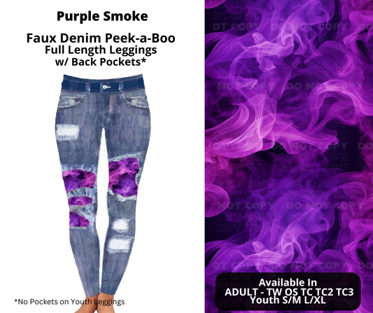 Preorder! Closes 10/28. ETA Dec. Purple Smoke Faux Denim Peekaboo Full Length