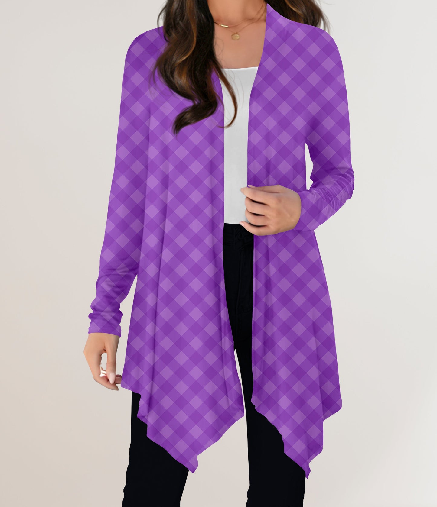 RTS - Purple Check Cardigan w/ Pockets