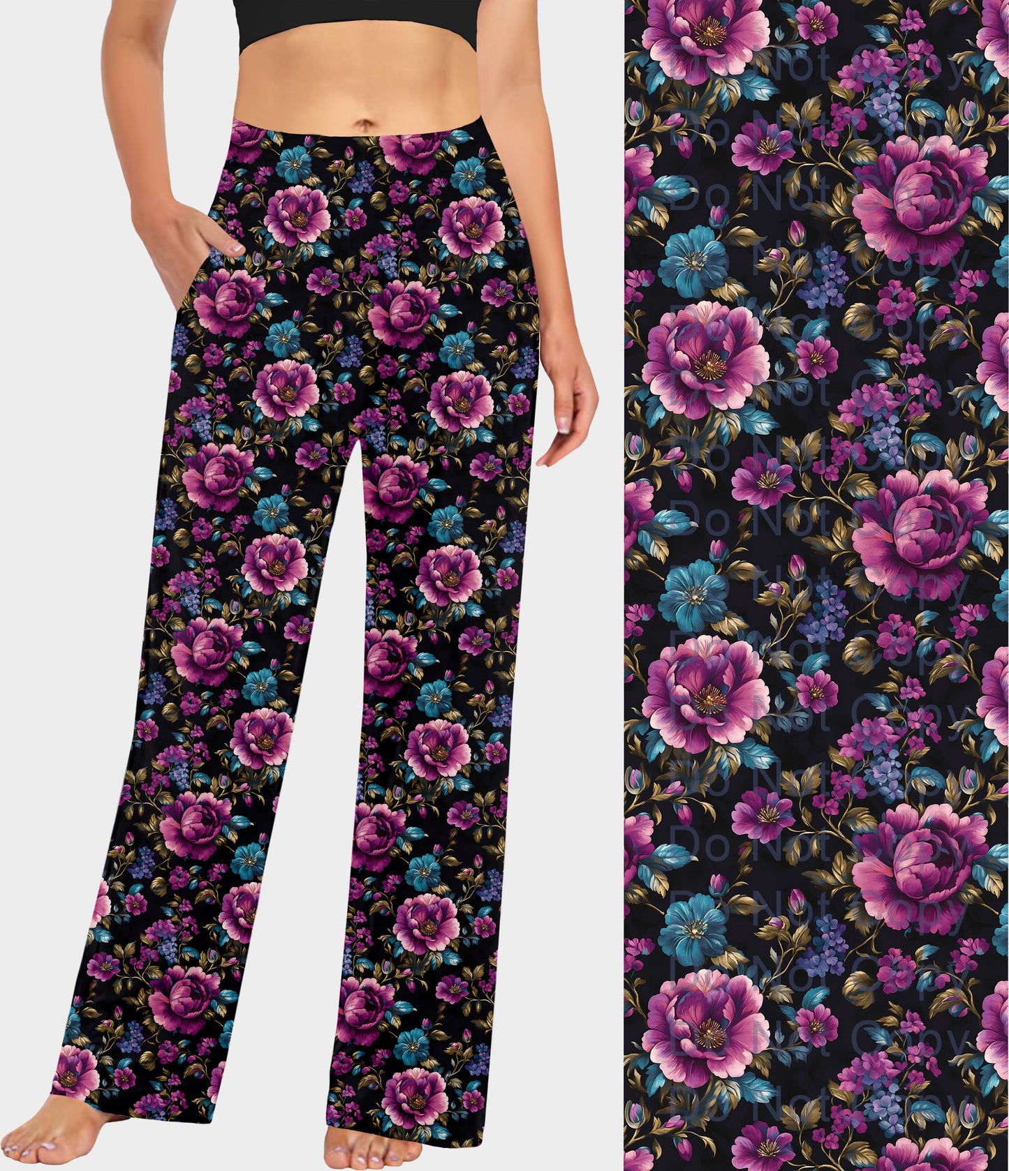 RTS - Purple and Blue Floral Lounge Pants