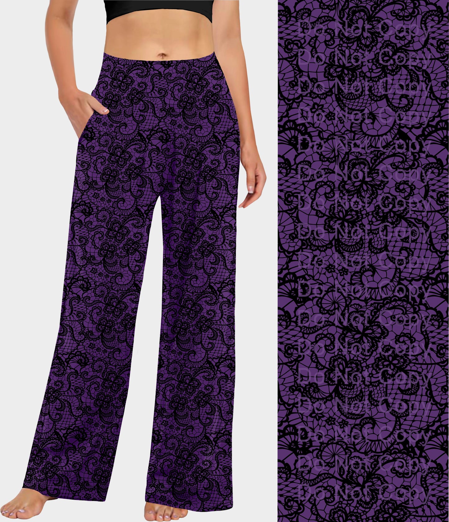 RTS - Purple Floral Lace Lounge Pants