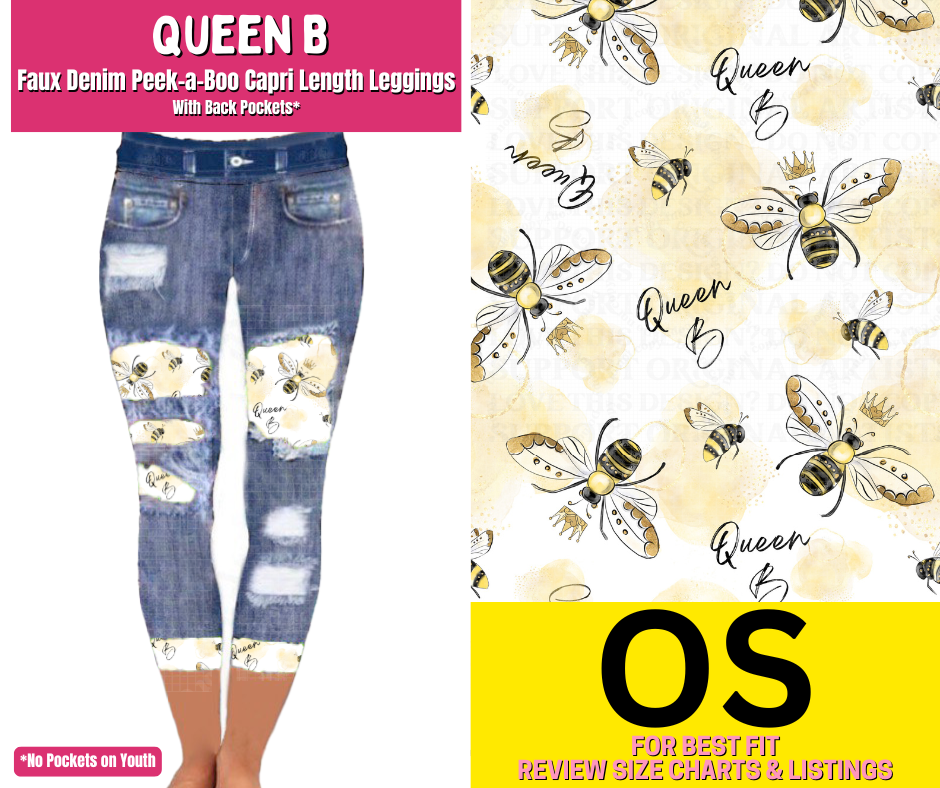 Queen B Capri Faux Denim Peekaboo