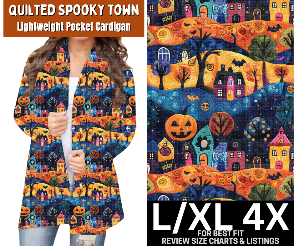 Quilted Spooky Town Pocket Cardigan