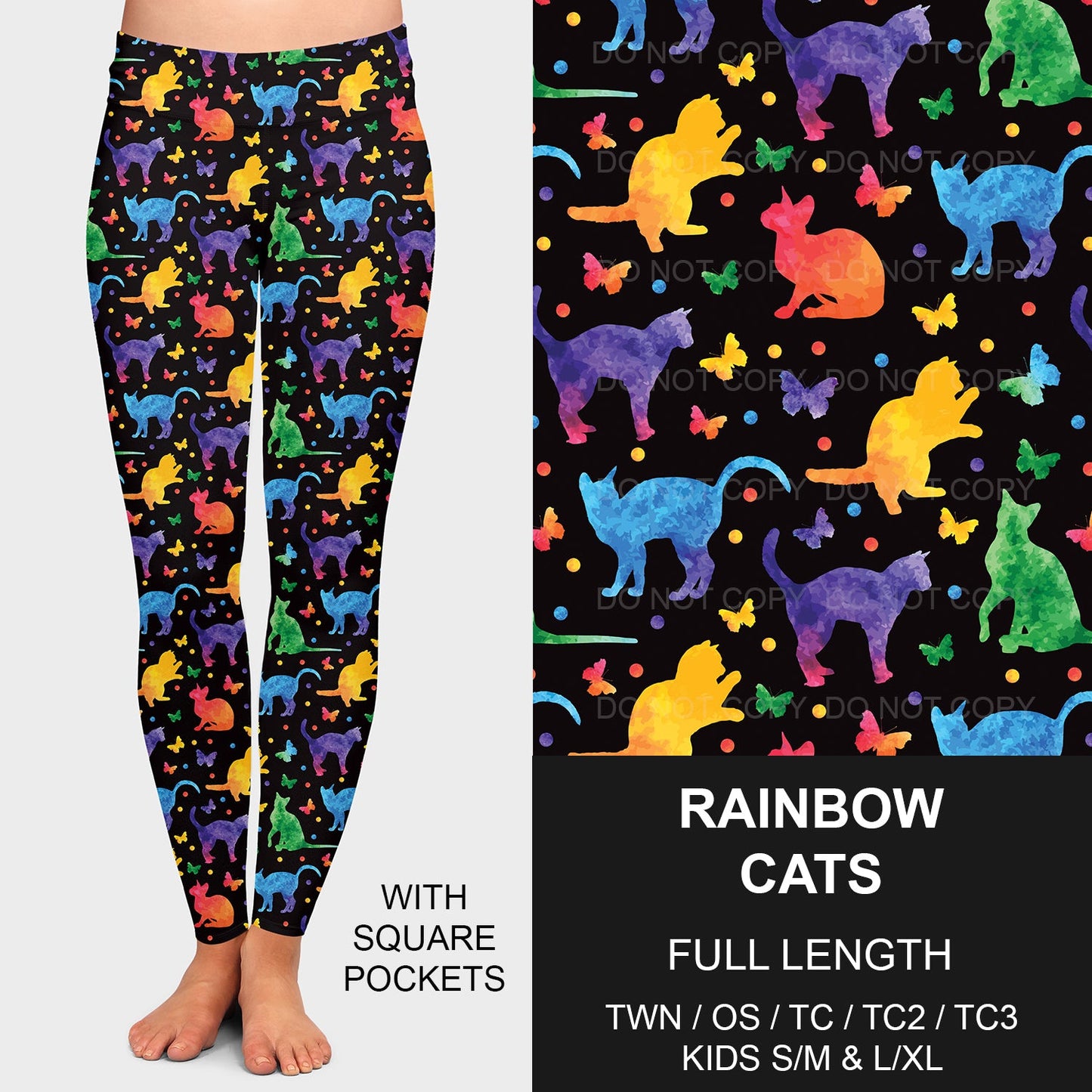 B203 - Preorder Rainbow Cats Leggings w/ Pockets (Closes 12/29. ETA late March)