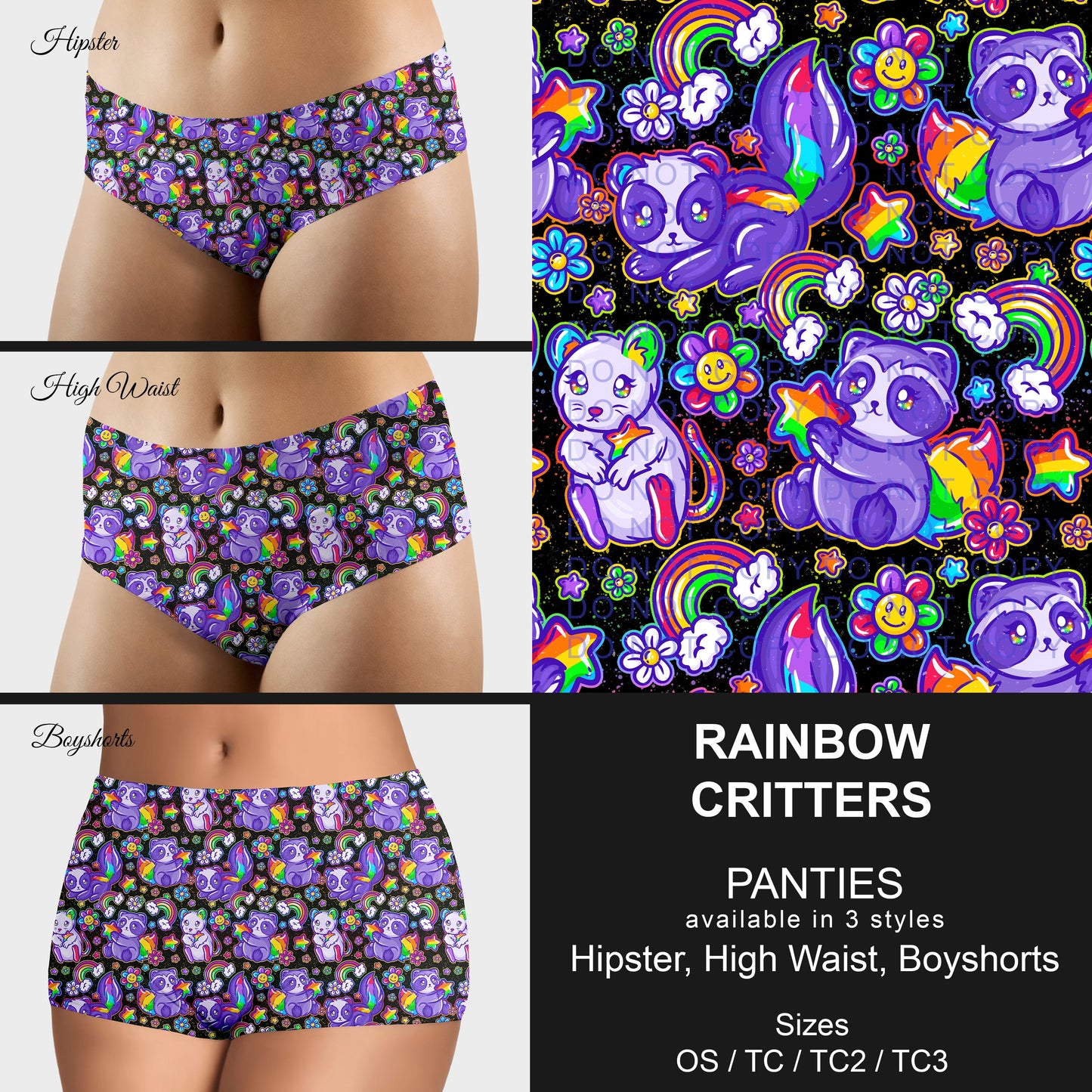 B306 - Preorder Rainbow Critters Panties (Closes 8/07. ETA mid October)