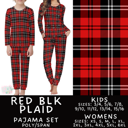 Batch #584 - Christmas Family Pajamas - Closes 9/11 - ETA mid Nov - Red Blk Plaid Womens & Kids Pajama Set