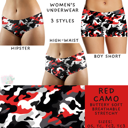 Batch #612 - Valentine's Matching Underwear - Closes 11/11 - ETA mid Jan - Red Camo Women's Underwear