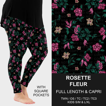 B283 - Preorder Rosette Fleur Leggings w/ Pockets (Closes 4/05. ETA: mid June)