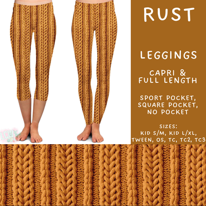 Batch #596 - Sweater Weather - Closes 10/9 - ETA early Dec - Rust Full and Capri Length Leggings