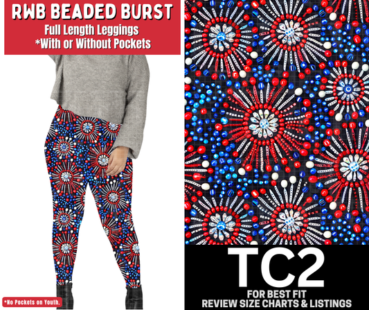 RWB Beaded Burst Full Length Leggings w/ Pockets
