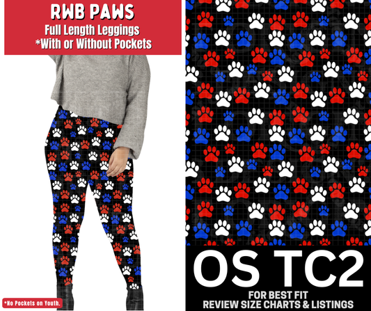 RWB Paws Full Length Leggings w/ Pockets