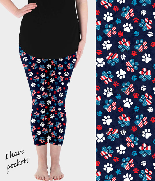 RTS - RWB Paws Leggings w/ Pockets