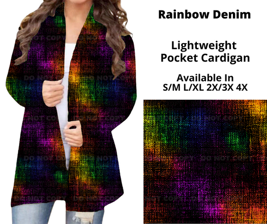 Preorder! Closes 10/28. ETA Dec. Rainbow Denim Pocket Cardigan