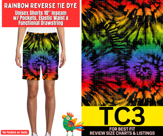 Rainbow Reverse Tie Dye Unisex Shorts