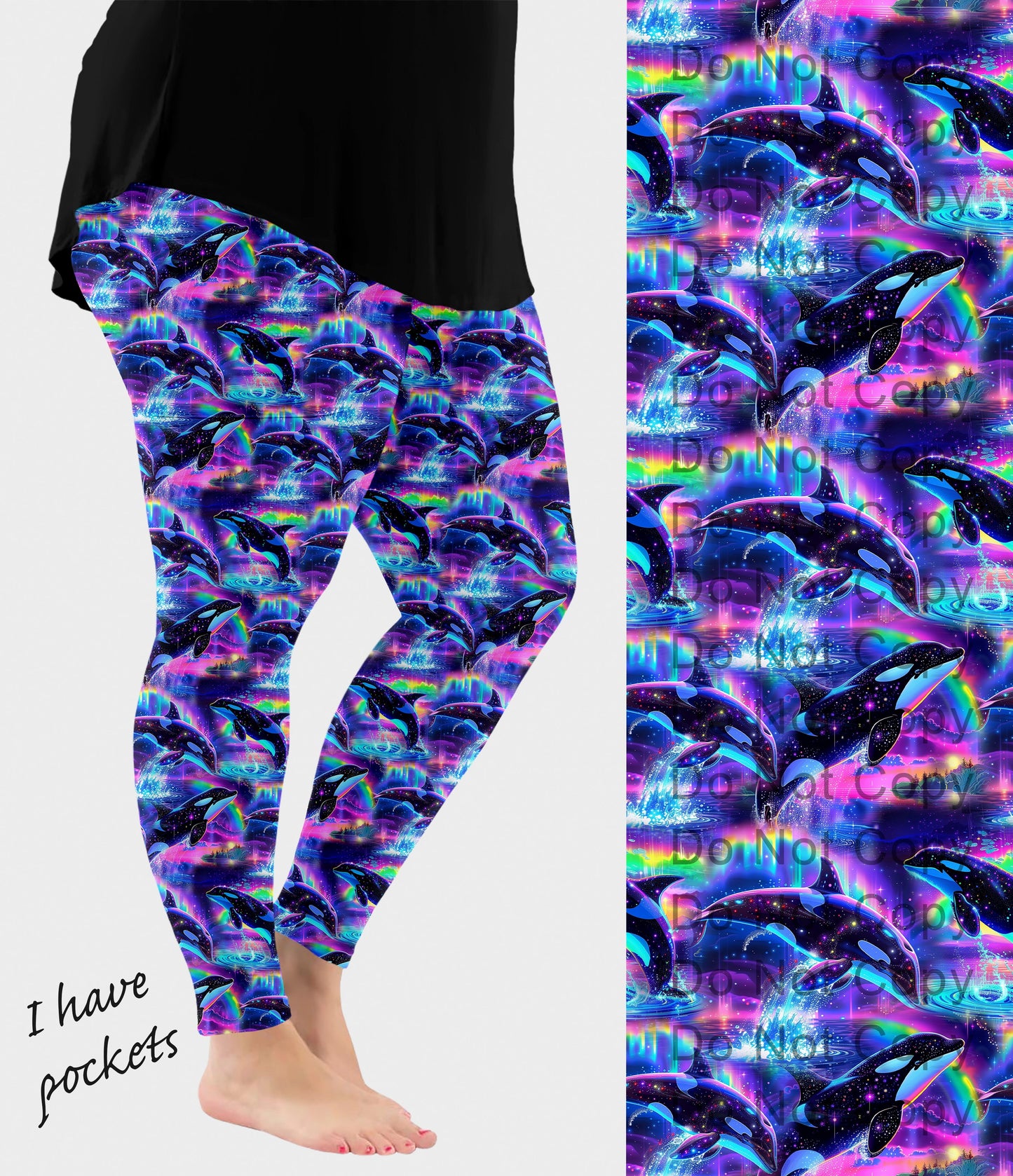 RTS - Rainbow Orcas Leggings with Pockets
