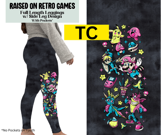 Raised On Retro Games Full Length Leggings w/ Side Leg Designs