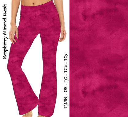 Raspberry Mineral Wash Yoga Flares with Pockets