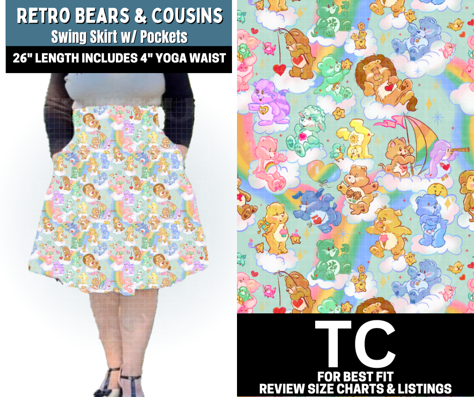 Retro Bears & Cousins Swing Skirt