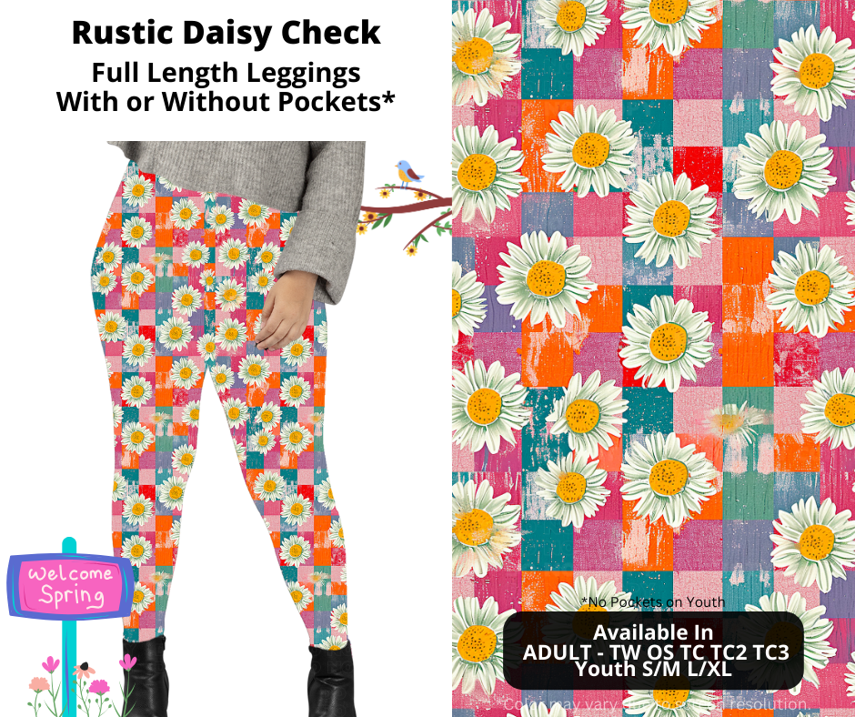 Preorder! Closes 1/27. ETA April. Rustic Daisy Check Full Length Leggings w/wo Pockets