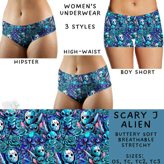 Ready To Ship - Scary J Alien Women's Underwear Boy Shorts - OS