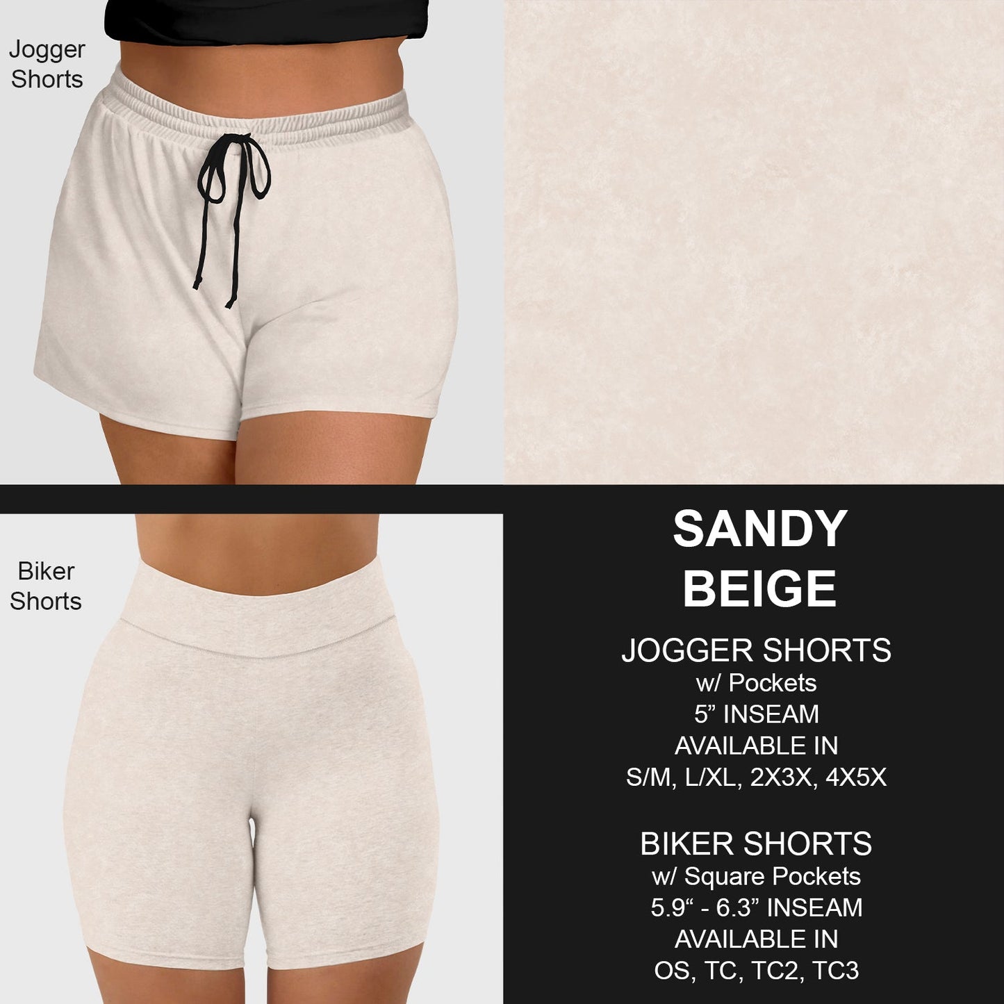 B216 - Preorder Sandy Beige Jogger/Biker Shorts (Closes 3/09. ETA: late May)