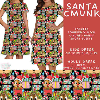 Batch #598 - Magical Character Christmas 2 - Closes 10/14 - ETA early Dec - Santa CMunk Adult & Kids Dresses