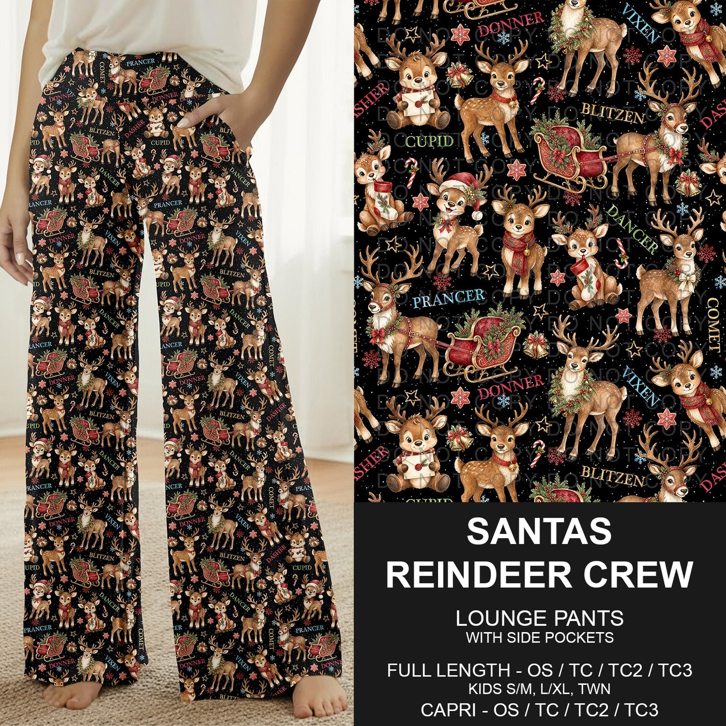 B311 - Preorder Santas Reindeer Crew Lounge Pants (Closes 9/06. ETA: mid Nov.)