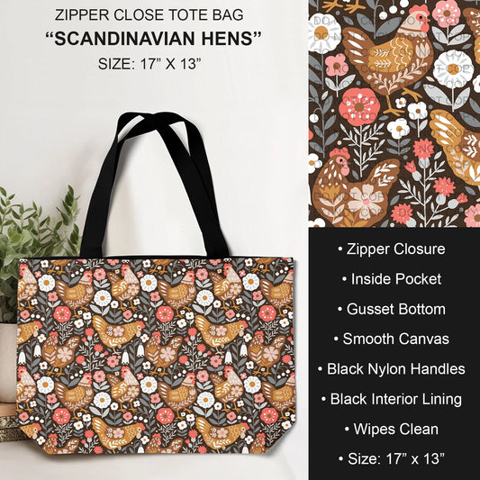 B232 - Preorder Scandinavian Hens Tote Bag (Closes 6/04. ETA: late July)