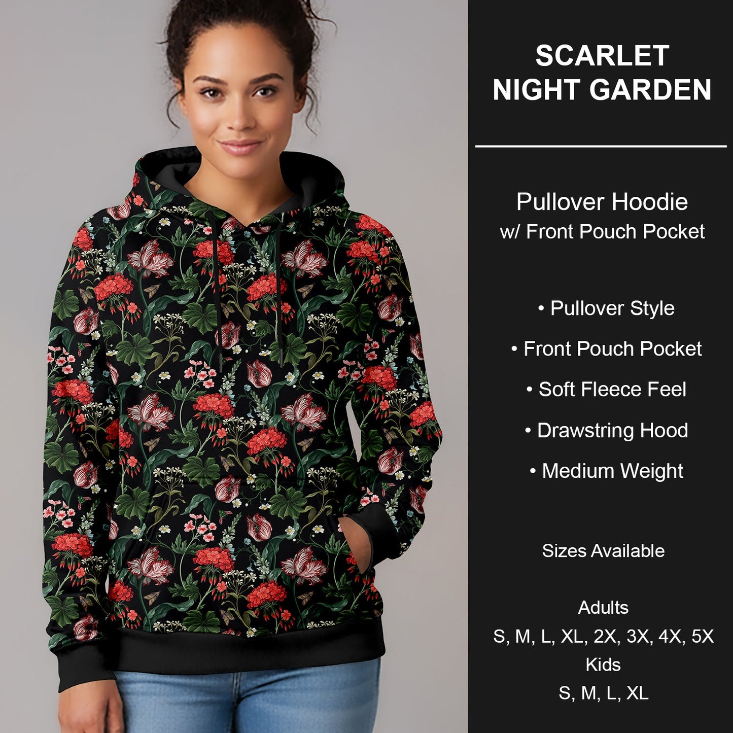 B266 - Preorder Scarlet Night Garden Pullover Hoodie (Closes 12/17. ETA late Feb.)