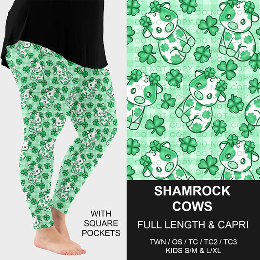 B268 - Preorder Shamrock Cow Leggings w/ Pockets (Closes 12/28. ETA: mid Feb.)