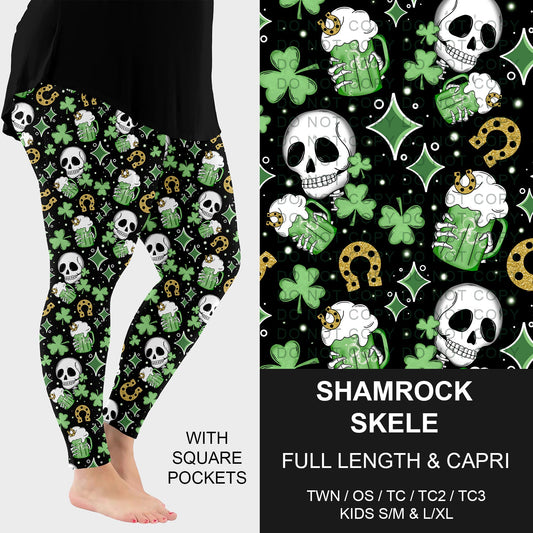 B268 - Preorder Shamrock Skele Leggings w/ Pockets (Closes 12/28. ETA: mid Feb.)