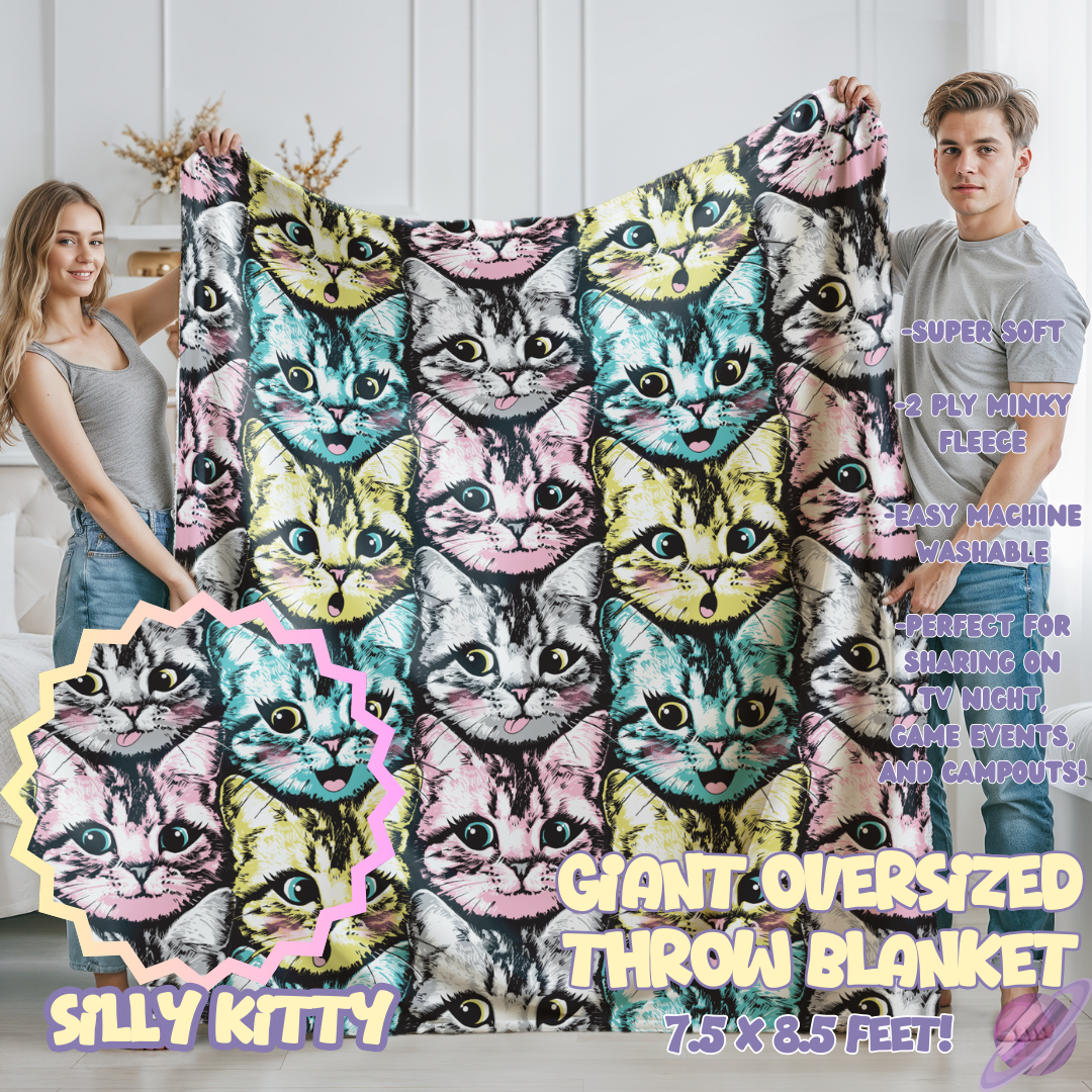 SILLY KITTY- GIANT SHAREABLE THROW BLANKETS ROUND 12-PREORDER CLOSING 3/2