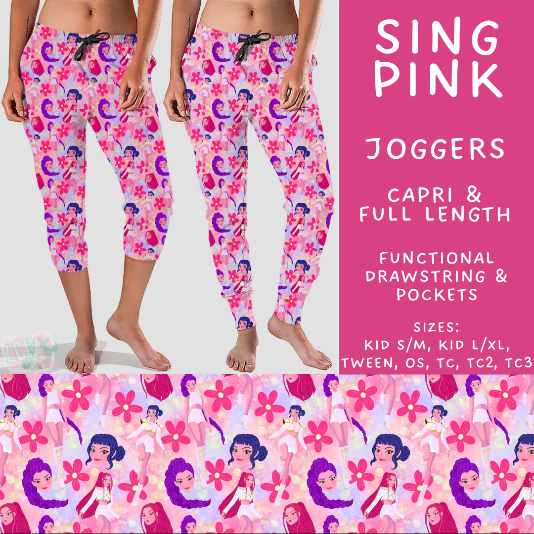 Batch #601 - Cool Characters 19 - Closes 10/21 - ETA mid Dec - Sing Pink Full and Capri Length Joggers