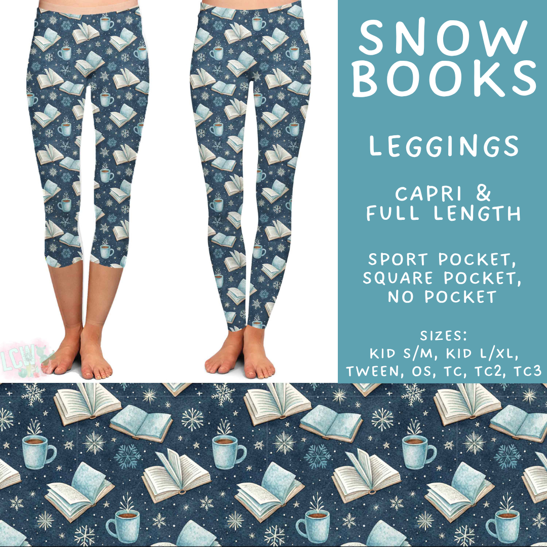 Batch #611 - Winter Collection - Closes 11/9 - ETA early/mid Jan - Snow Books Full and Capri Length Leggings