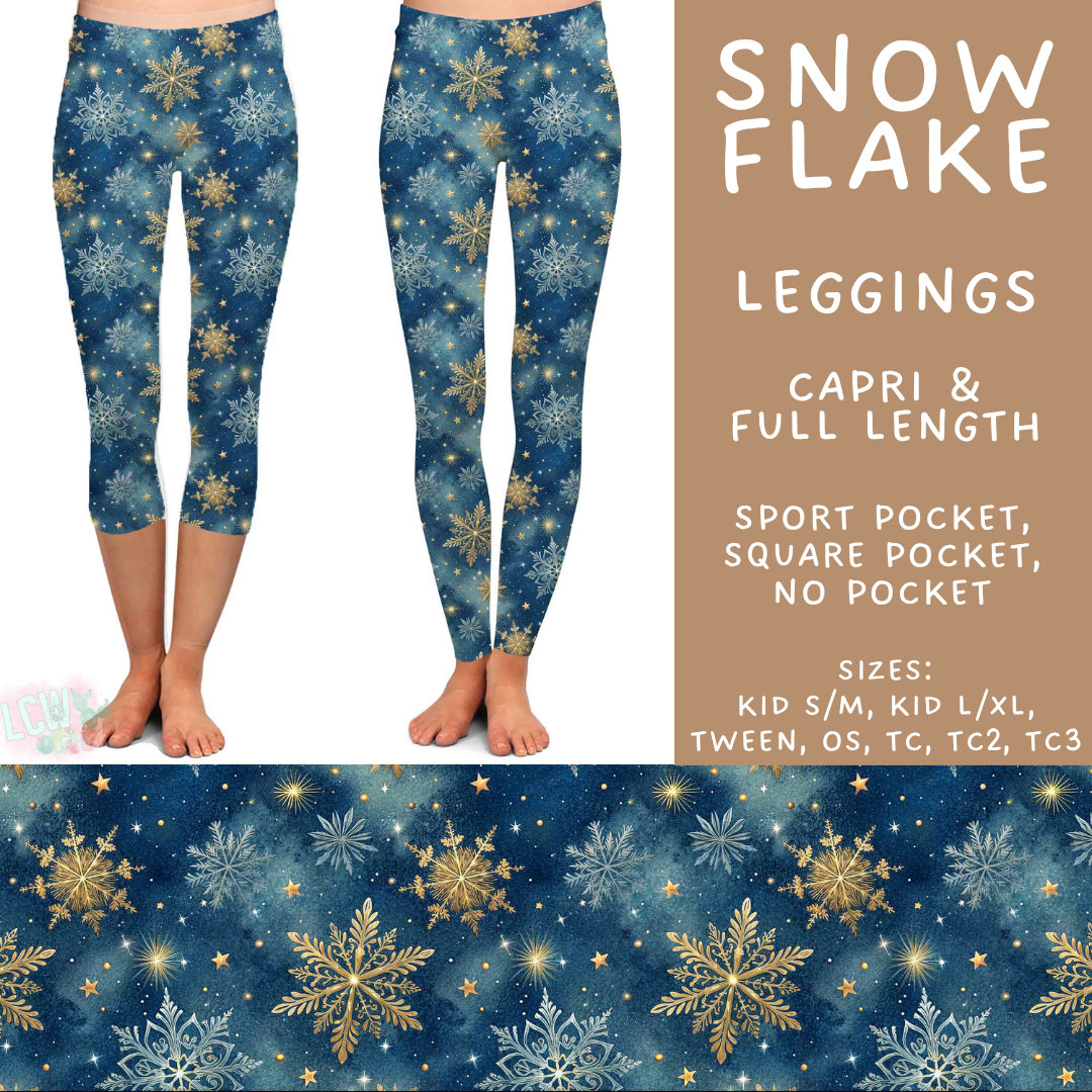 Batch #611 - Winter Collection - Closes 11/9 - ETA early/mid Jan - Snow Flake Full and Capri Length Leggings