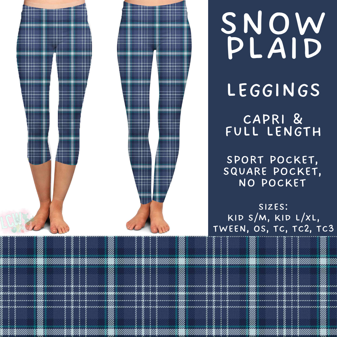 Batch #611 - Winter Collection - Closes 11/9 - ETA early/mid Jan - Snow Plaid Full and Capri Length Leggings