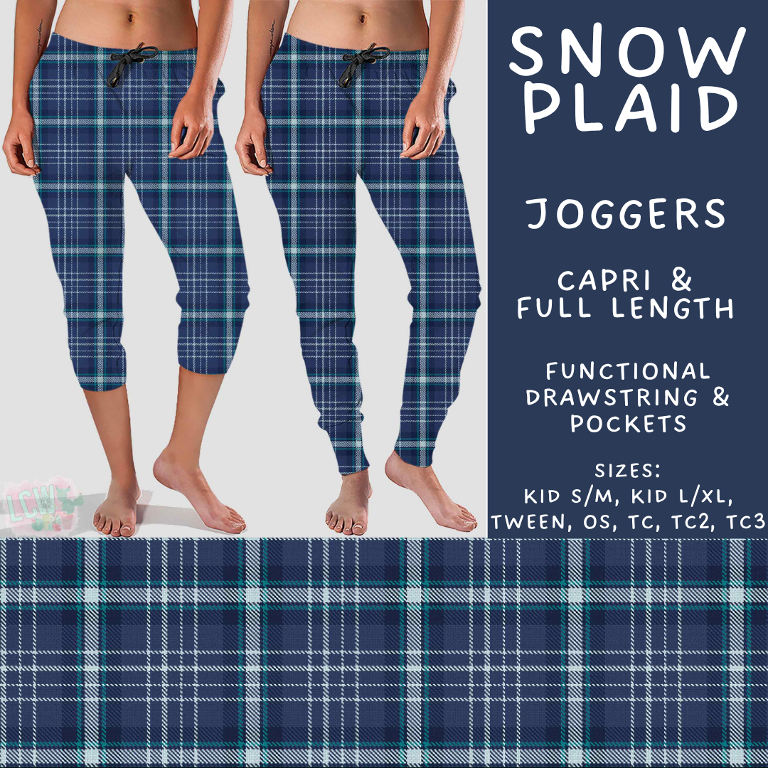 Batch #611 - Winter Collection - Closes 11/9 - ETA early/mid Jan - Snow Plaid Full and Capri Length Joggers
