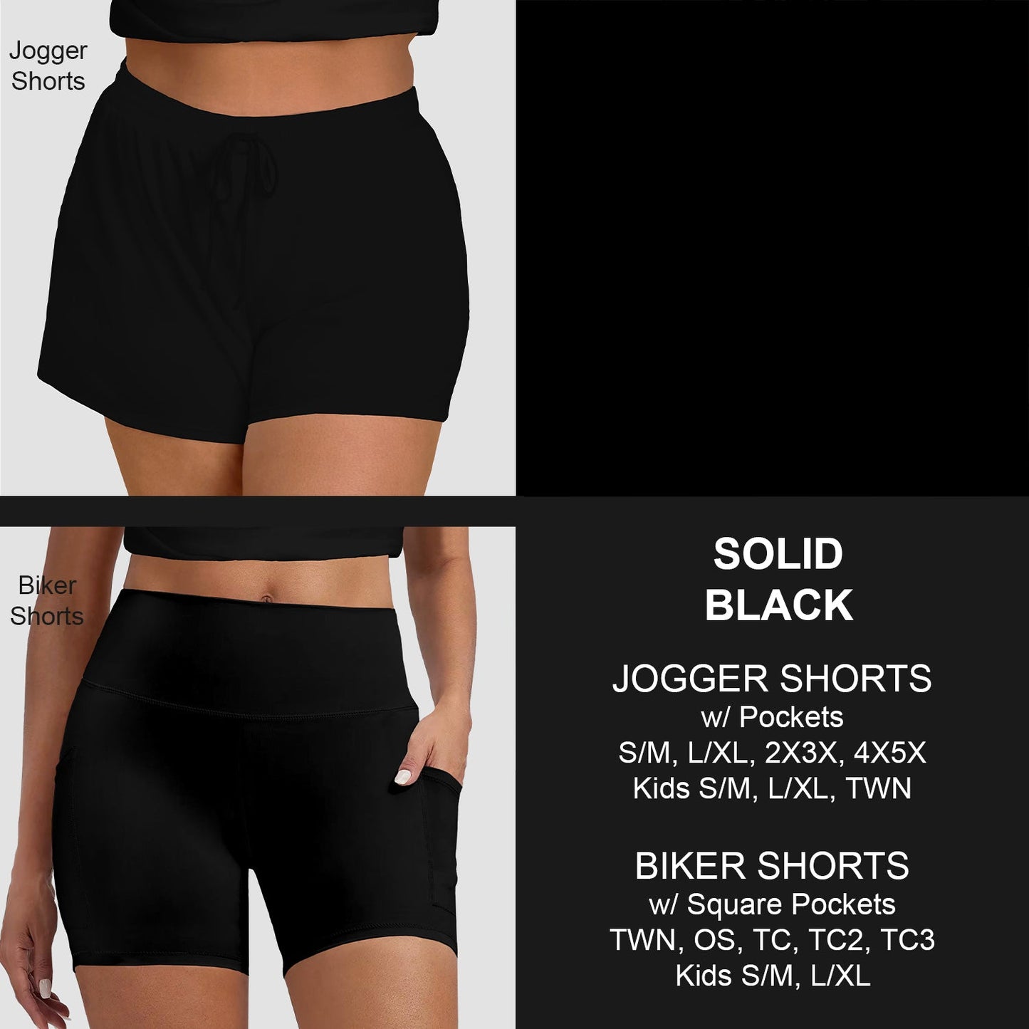 B272 - Preorder Solid Black Jogger/Biker Shorts (Closes 2/01. ETA: mid April)