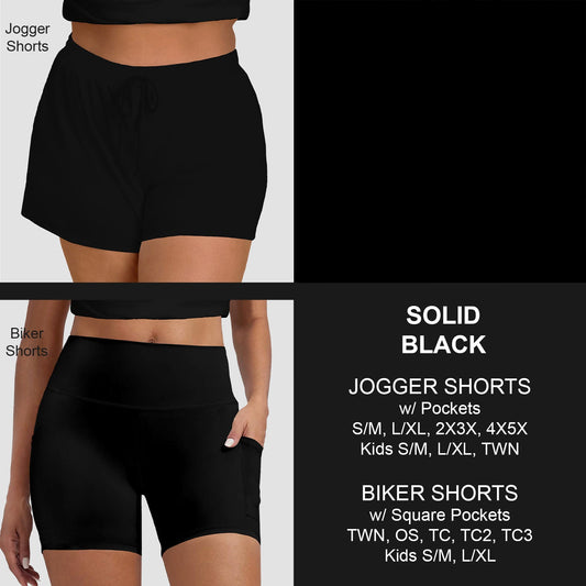 B272 - Preorder Solid Black Jogger/Biker Shorts (Closes 2/01. ETA: mid April)