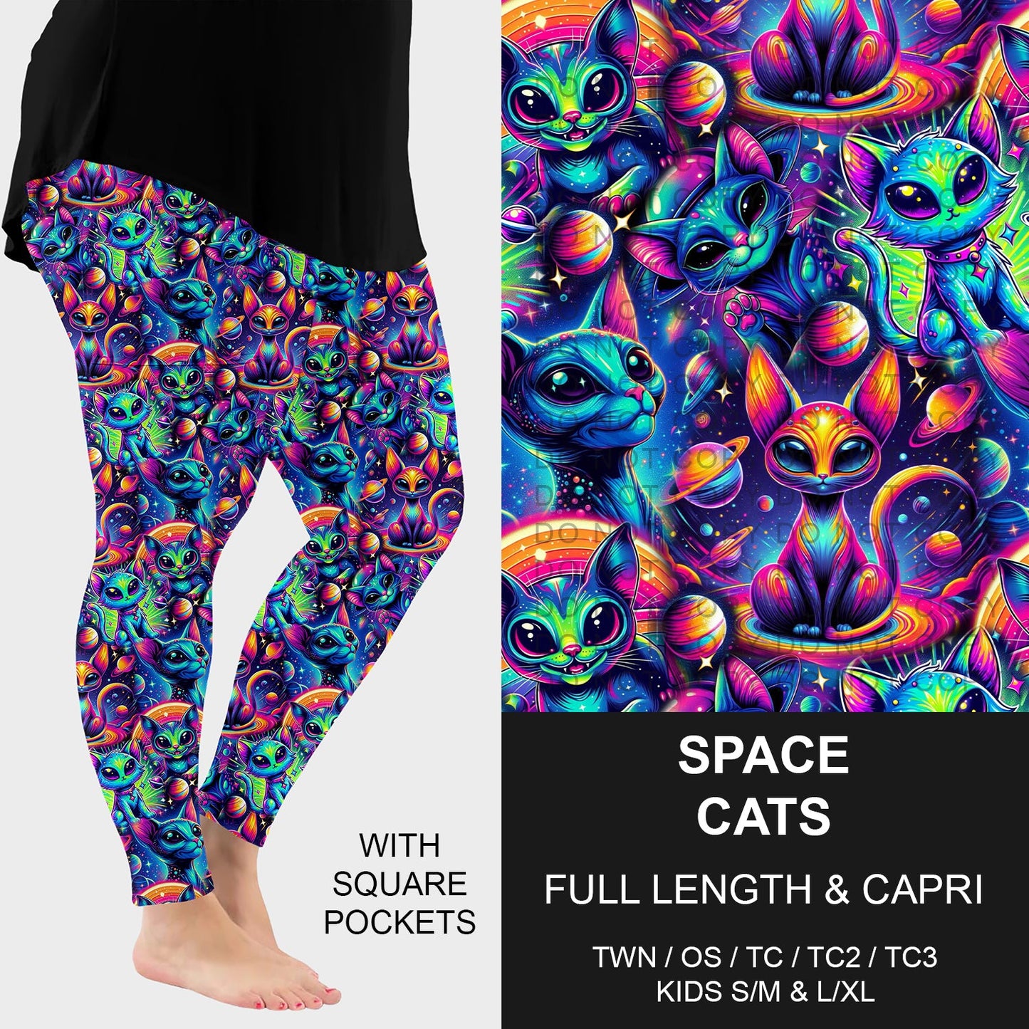 B270 - Preorder Space Cats Leggings w/ Pockets (Closes 1/18. ETA: early April)