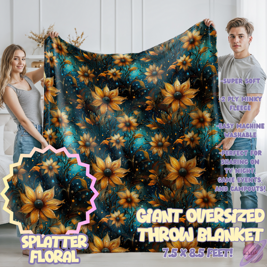 SPLATTER FLORAL- GIANT SHAREABLE THROW BLANKETS ROUND 12-PREORDER CLOSING 3/2