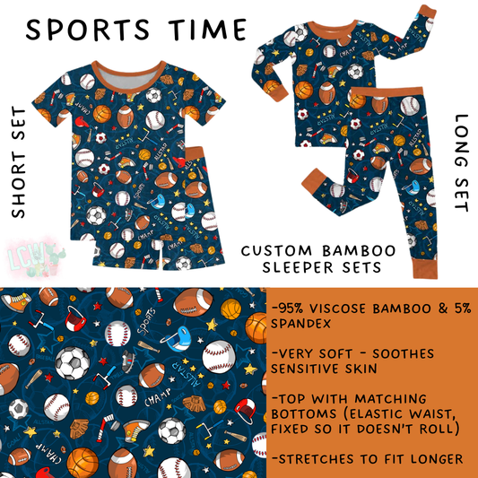 Batch #470 - Little Dreamers 7 - Closes 12/31 - ETA late Feb - Sports Time Bamboo Short and Long Sleeper Set