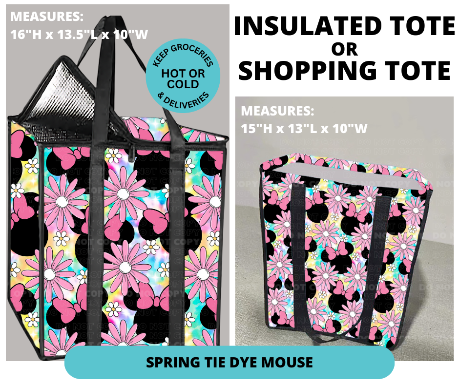 Preorder! Closes 12/30. ETA March. Spring Tie Dye Mouse Shopping or Insulated Tote