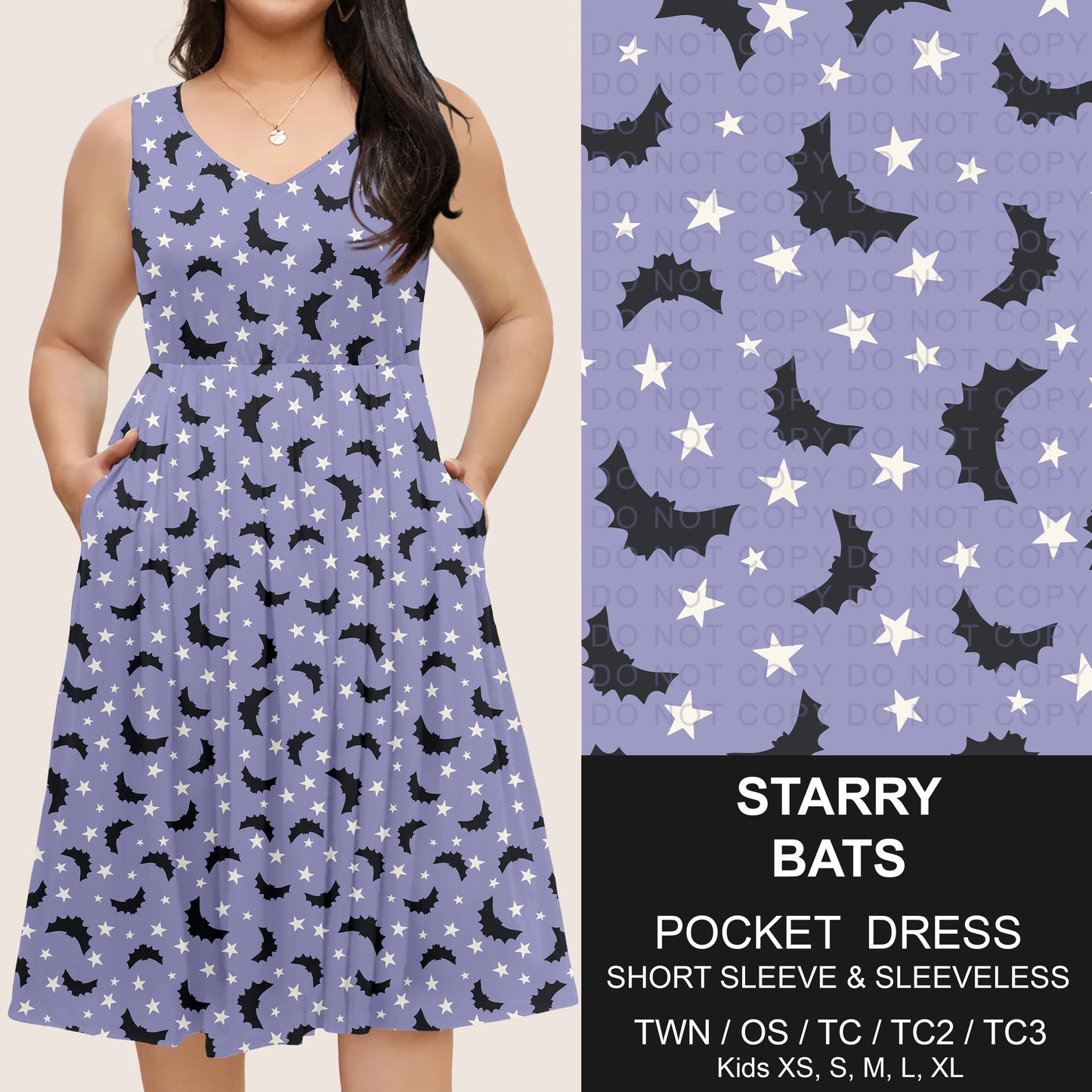 B302 - Preorder Starry Bats Pocket Dress (Closes 7/24. ETA: early Oct)