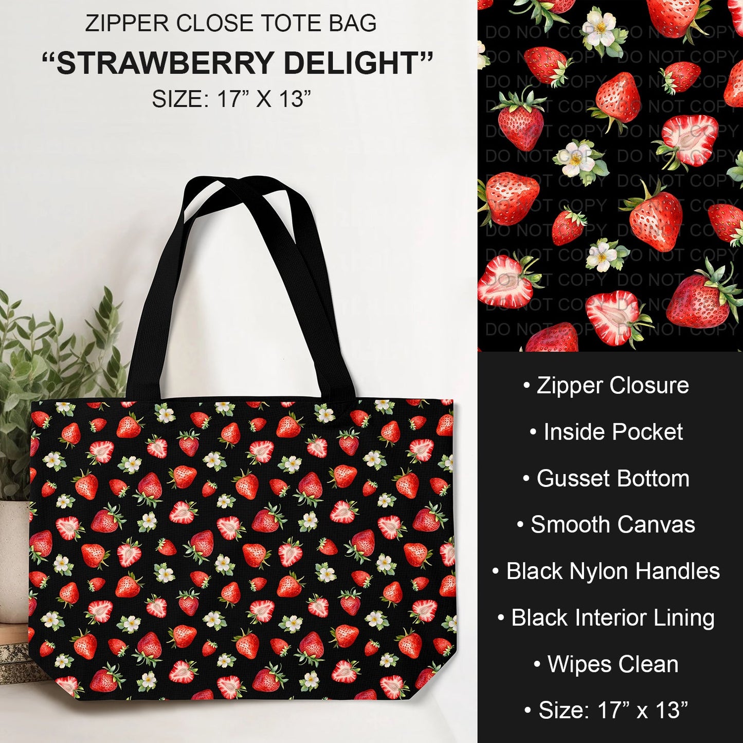 B232 - Preorder Strawberry Delight Tote Bag (Closes 6/04. ETA: late July)